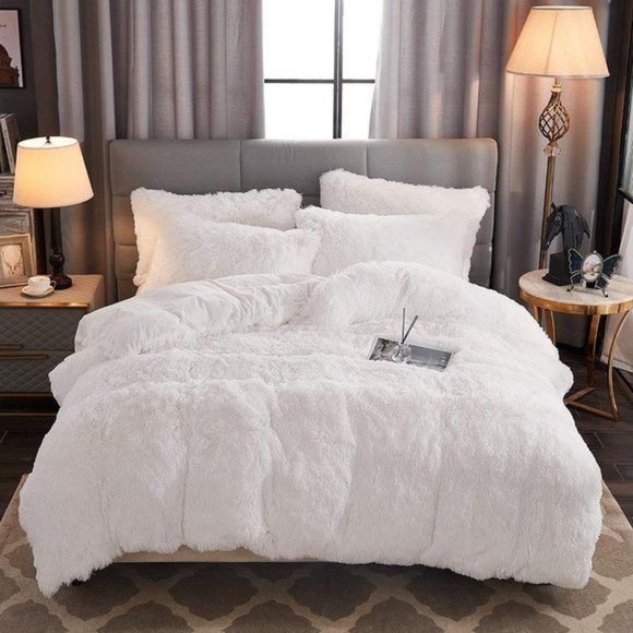 FLA$H $ALE $90 OFF    Shaggy Fluffy Faux Fur Duvet Cover Set WITH COMFORTER INSE - Picture 6 of 10
